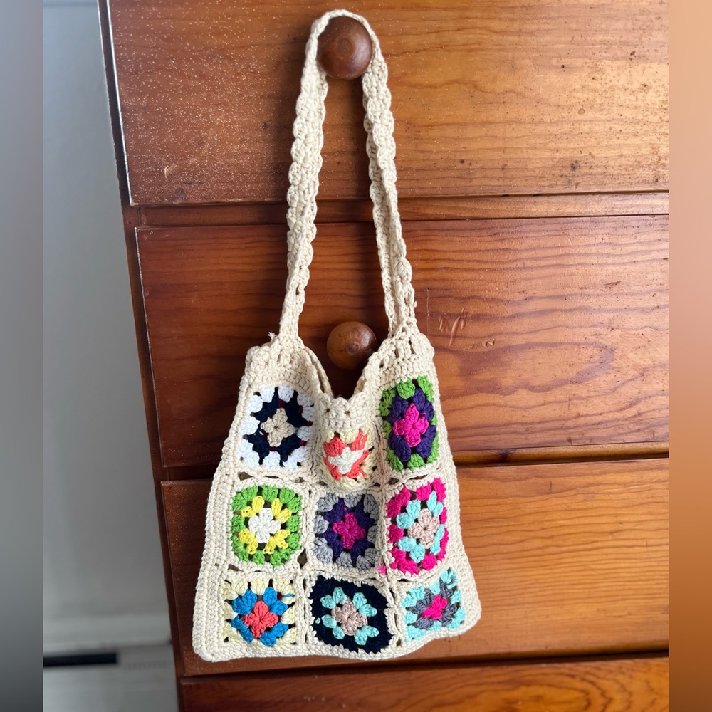 Handmade granny square  crochet handbag